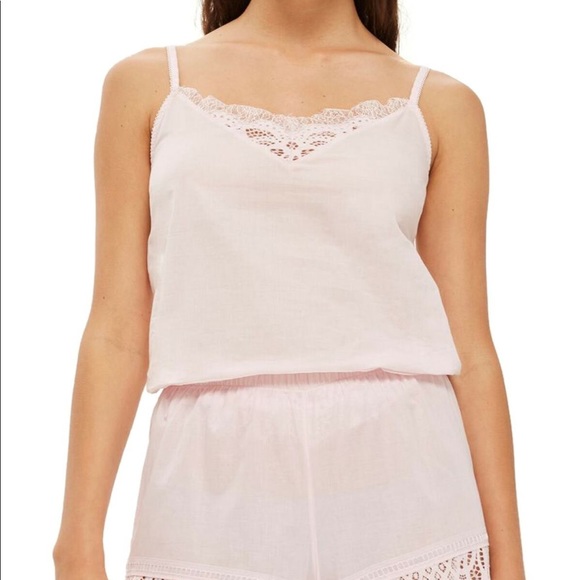 Topshop Tops - TOPSHOP Lydia Lace Camisole Cotton Tank Too